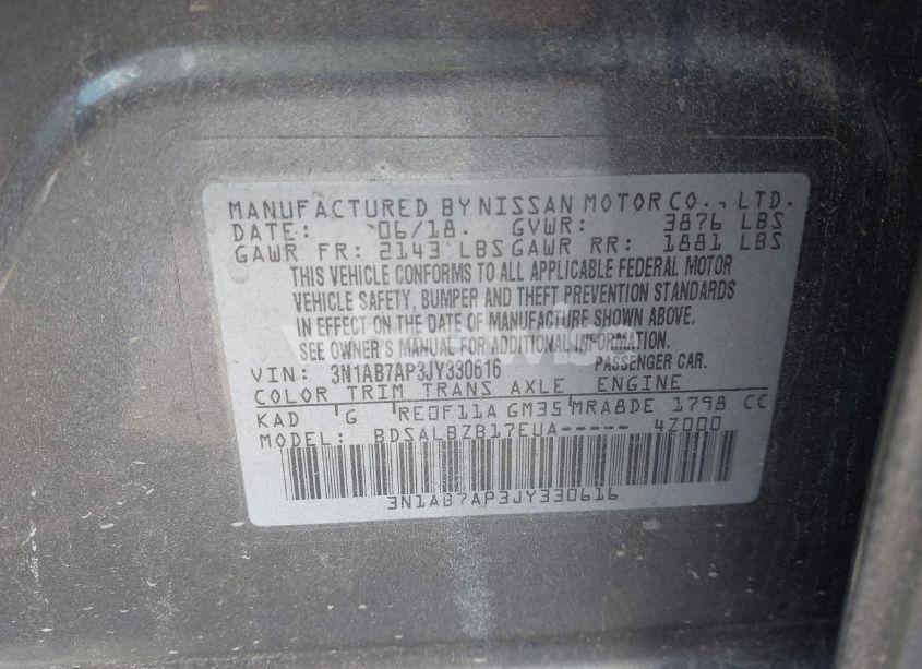 Photo 9 of 2018 Nissan Sentra S (VIN 3N1AB7AP3JY330616)