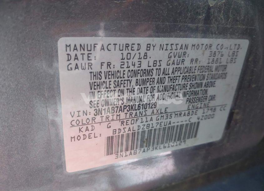 Photo 9 of 2019 Nissan Sentra SV (VIN 3N1AB7AP3KL610129)