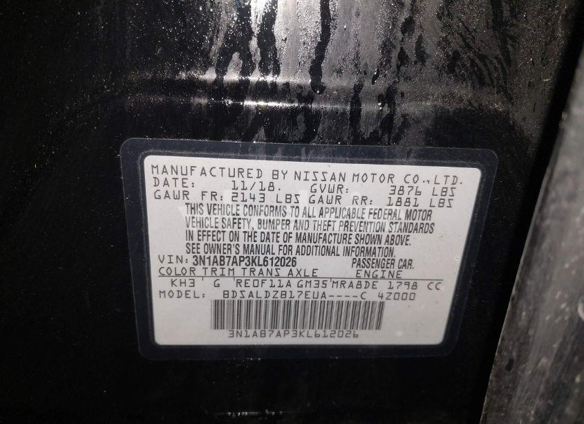 Photo 9 of 2019 Nissan Sentra SV (VIN 3N1AB7AP3KL612026)