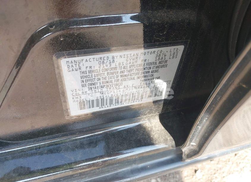 Photo 9 of 2019 Nissan Sentra SV (VIN 3N1AB7AP3KY218433)