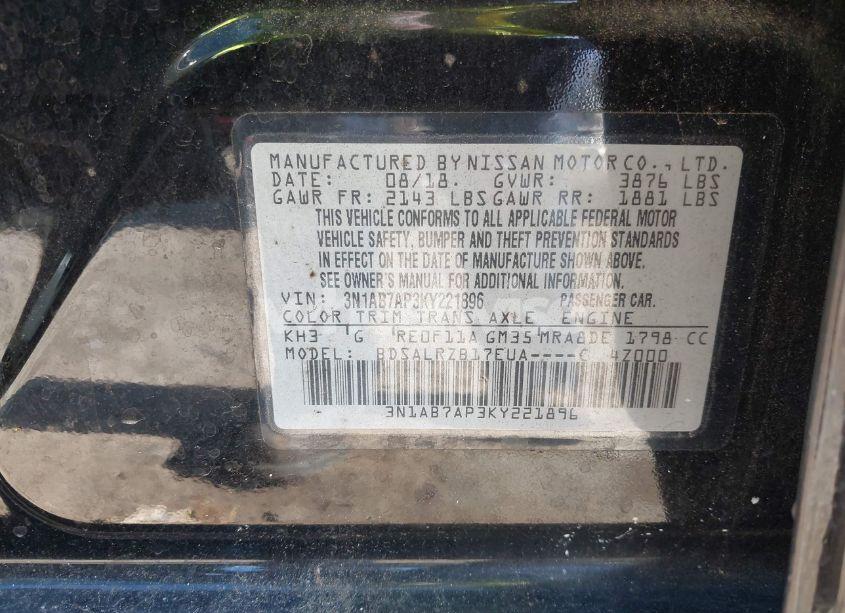 Photo 9 of 2019 Nissan Sentra SR (VIN 3N1AB7AP3KY221896)