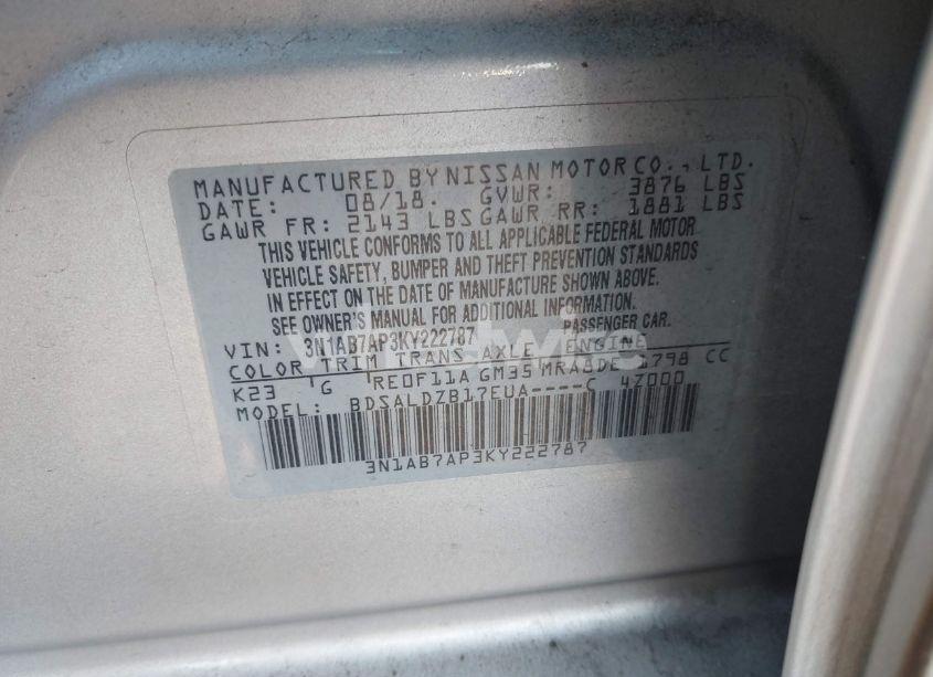 Photo 9 of 2019 Nissan Sentra SV (VIN 3N1AB7AP3KY222787)