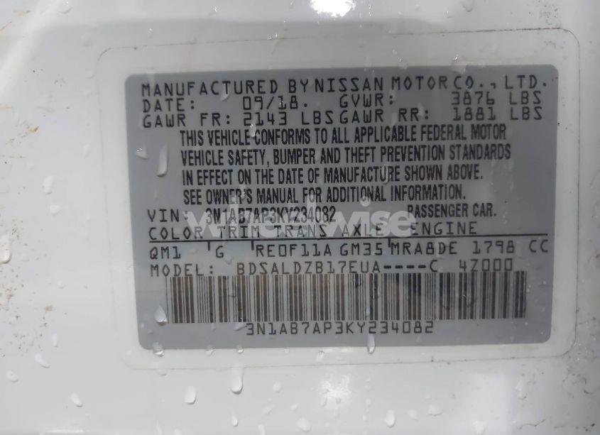 Photo 9 of 2019 Nissan Sentra SV (VIN 3N1AB7AP3KY234082)