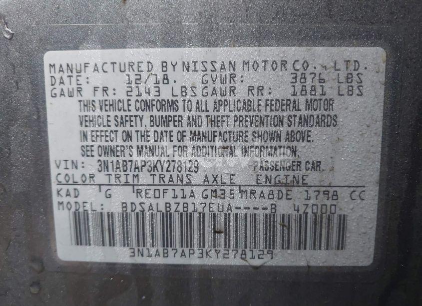 Photo 9 of 2019 Nissan Sentra S (VIN 3N1AB7AP3KY278129)