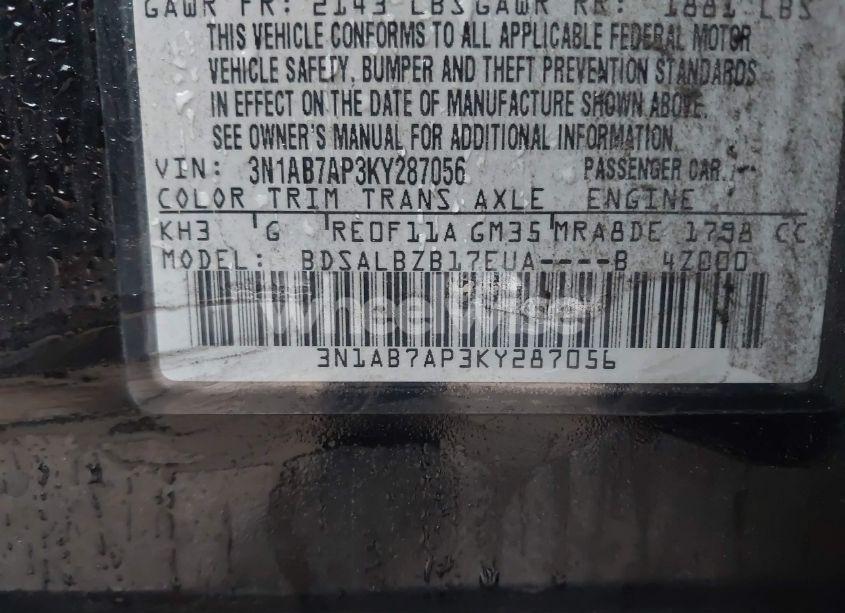 Photo 9 of 2019 Nissan Sentra S (VIN 3N1AB7AP3KY287056)