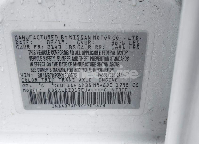 Photo 9 of 2019 Nissan Sentra SV (VIN 3N1AB7AP3KY309573)