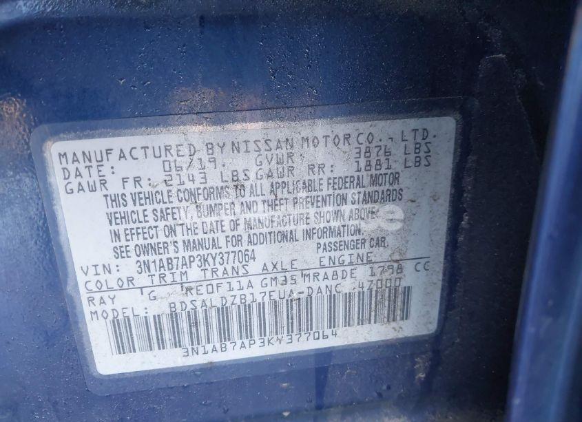 Photo 9 of 2019 Nissan Sentra SV (VIN 3N1AB7AP3KY377064)