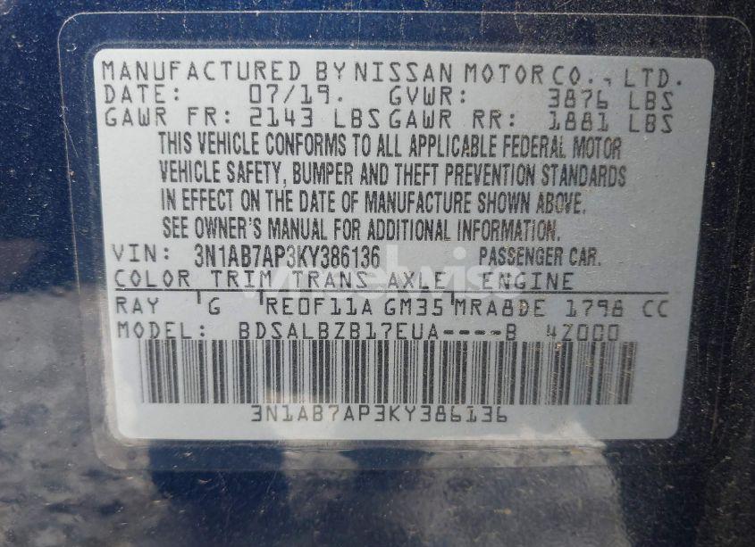 Photo 9 of 2019 Nissan Sentra S (VIN 3N1AB7AP3KY386136)