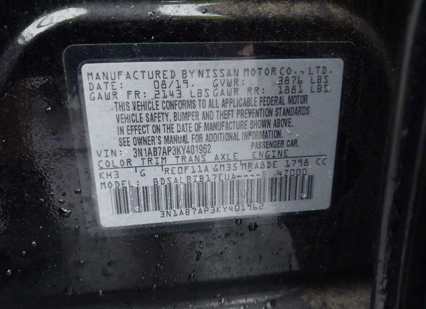 Photo 9 of 2019 Nissan Sentra S (VIN 3N1AB7AP3KY401962)