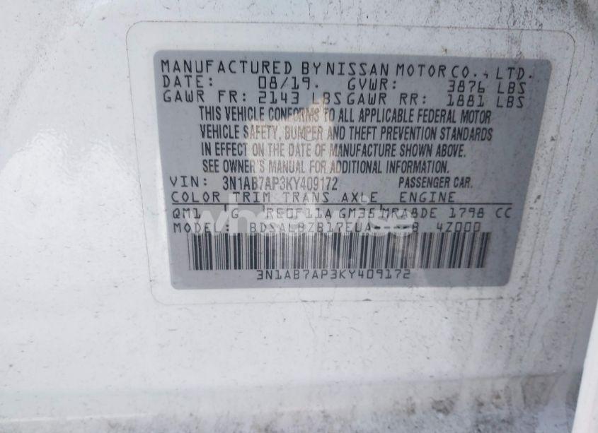 Photo 9 of 2019 Nissan Sentra S (VIN 3N1AB7AP3KY409172)