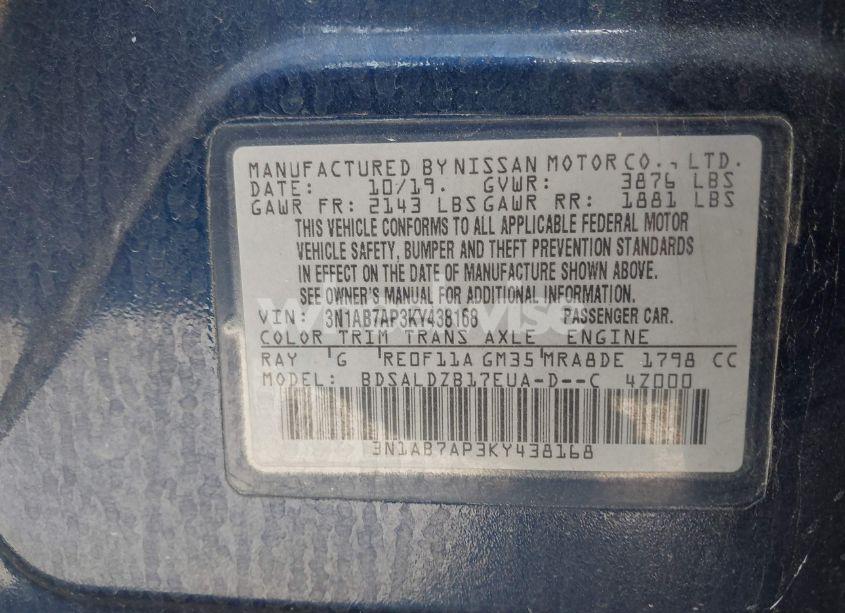 Photo 9 of 2019 Nissan Sentra SV (VIN 3N1AB7AP3KY438168)