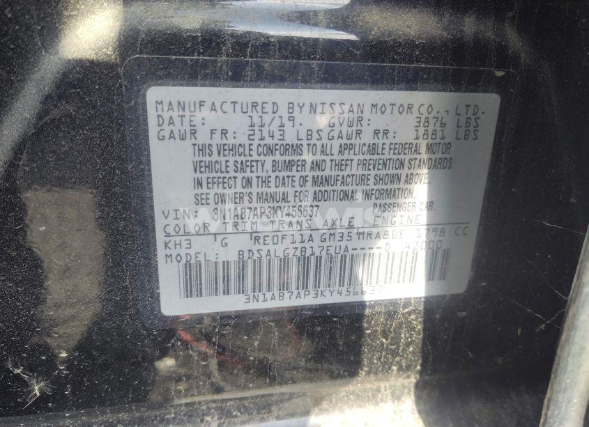 Photo 9 of 2019 Nissan Sentra SL (VIN 3N1AB7AP3KY456637)