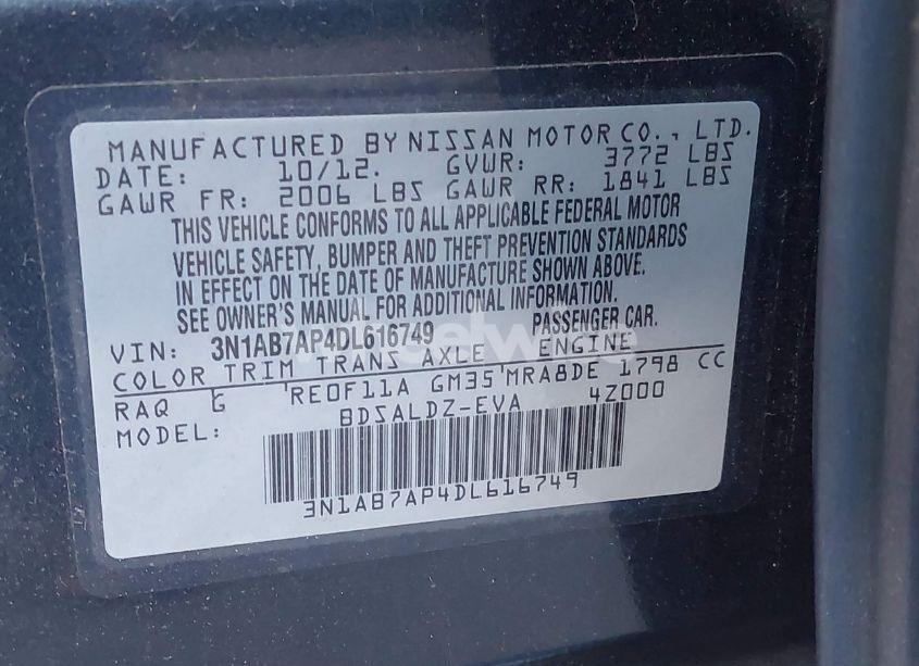 Photo 9 of 2013 Nissan Sentra SV (VIN 3N1AB7AP4DL616749)