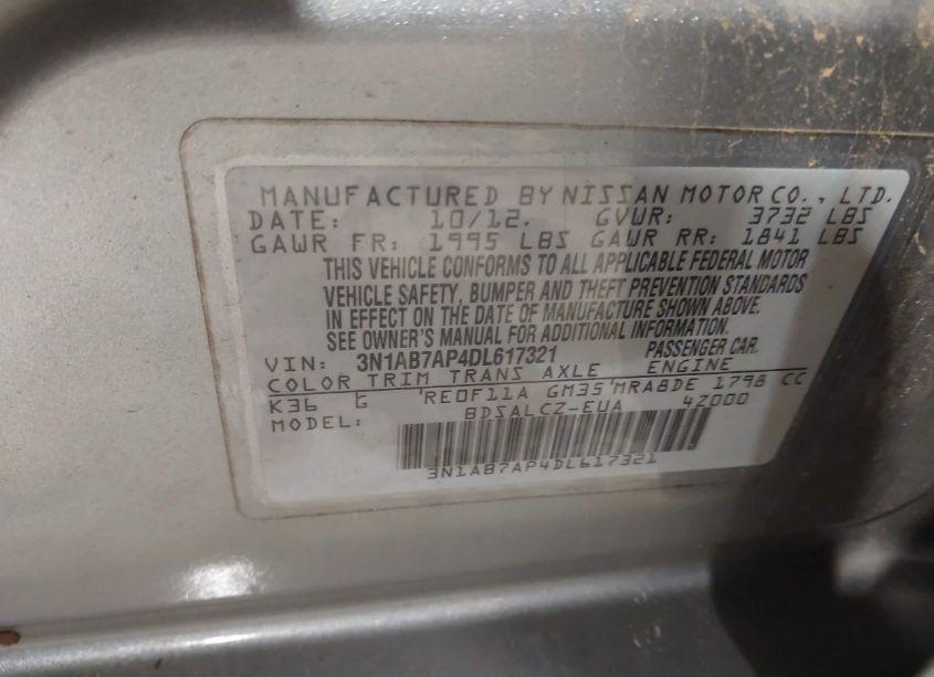 Photo 9 of 2013 Nissan Sentra S (VIN 3N1AB7AP4DL617321)