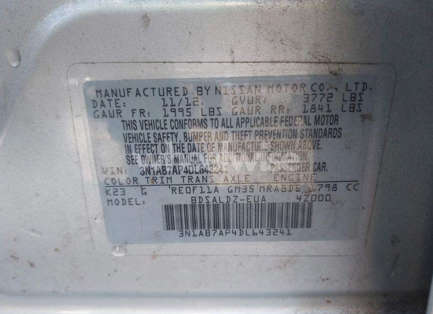 Photo 9 of 2013 Nissan Sentra SV (VIN 3N1AB7AP4DL643241)