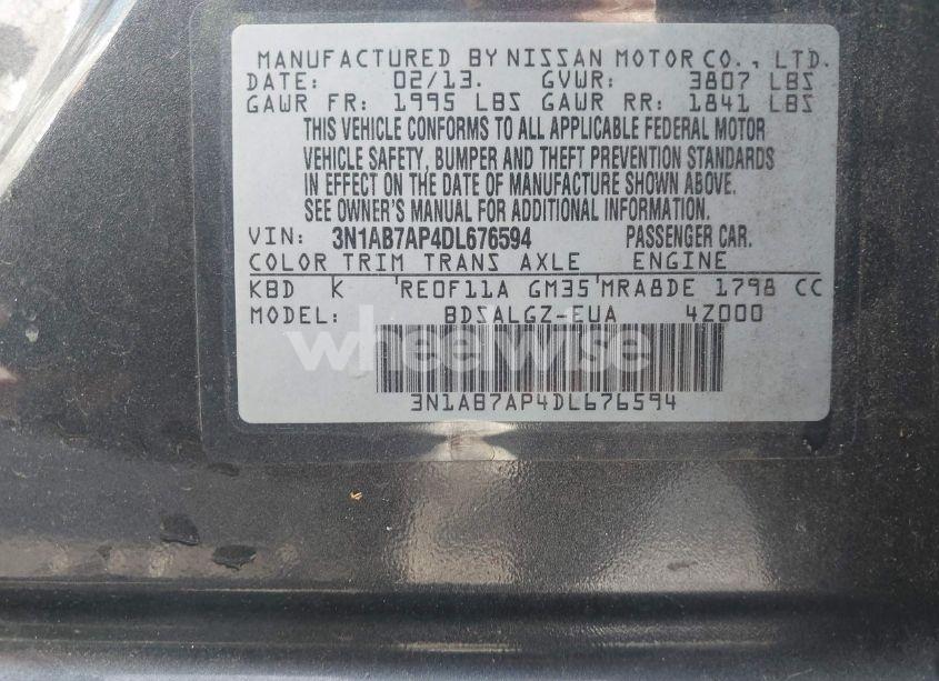 Photo 9 of 2013 Nissan Sentra SL (VIN 3N1AB7AP4DL676594)