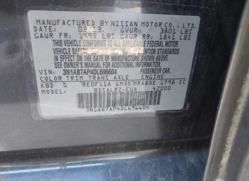 Photo 9 of 2013 Nissan Sentra SR (VIN 3N1AB7AP4DL696604)