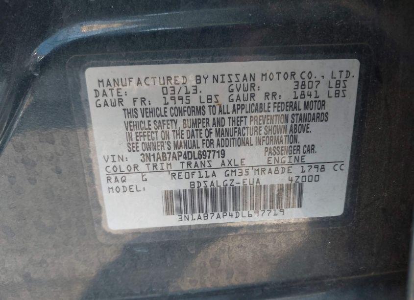 Photo 9 of 2013 Nissan Sentra SL (VIN 3N1AB7AP4DL697719)