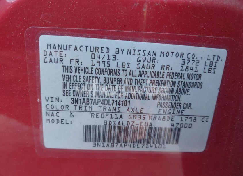 Photo 9 of 2013 Nissan Sentra SV (VIN 3N1AB7AP4DL714101)