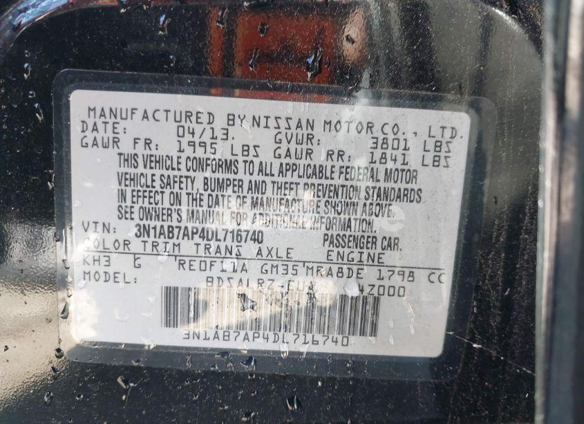 Photo 9 of 2013 Nissan Sentra SR (VIN 3N1AB7AP4DL716740)