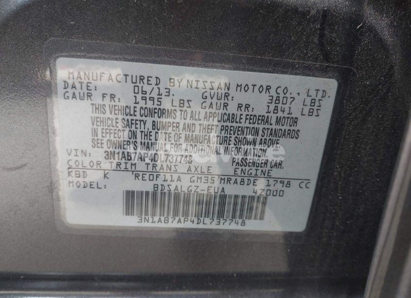 Photo 9 of 2013 Nissan Sentra SL (VIN 3N1AB7AP4DL737748)