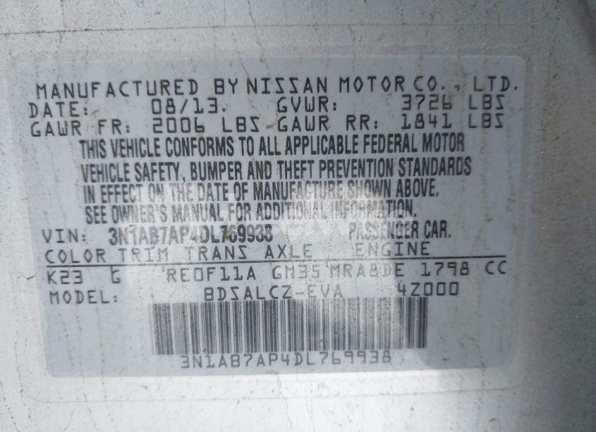 Photo 9 of 2013 Nissan Sentra S (VIN 3N1AB7AP4DL769938)