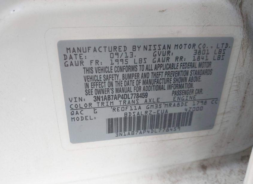 Photo 9 of 2013 Nissan Sentra SR (VIN 3N1AB7AP4DL778459)