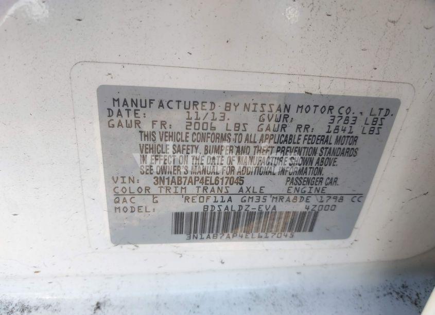 Photo 9 of 2014 Nissan Sentra SV (VIN 3N1AB7AP4EL617045)