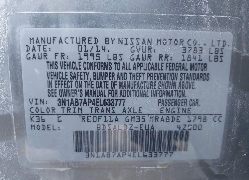 Photo 9 of 2014 Nissan Sentra SV (VIN 3N1AB7AP4EL633777)