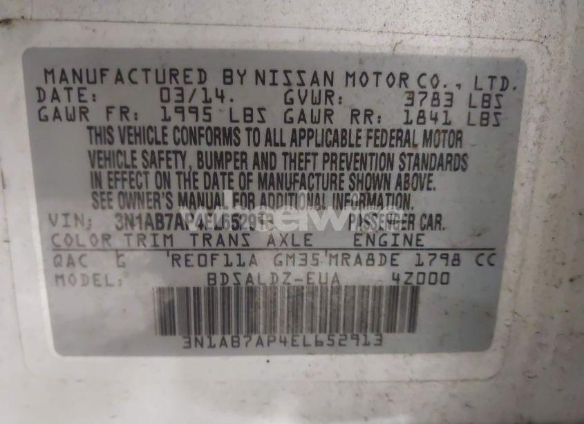 Photo 9 of 2014 Nissan Sentra FE+ S/FE+ SV/S/SL/SR/SV (VIN 3N1AB7AP4EL652913)