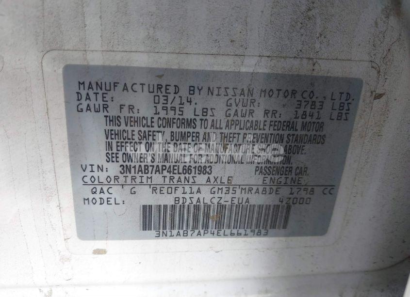 Photo 9 of 2014 Nissan Sentra FE+ S (VIN 3N1AB7AP4EL661983)