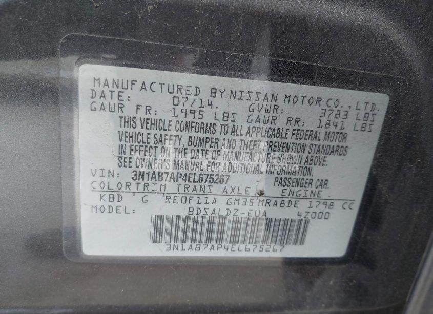 Photo 9 of 2014 Nissan Sentra SV (VIN 3N1AB7AP4EL675267)