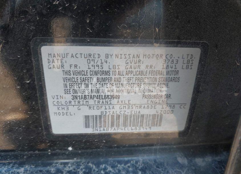 Photo 9 of 2014 Nissan Sentra S (VIN 3N1AB7AP4EL683949)