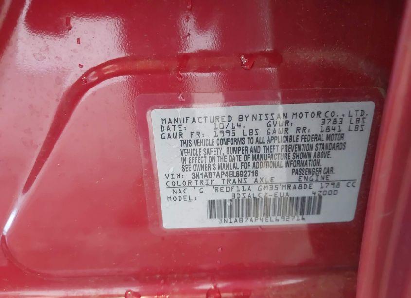 Photo 9 of 2014 Nissan Sentra S (VIN 3N1AB7AP4EL692716)