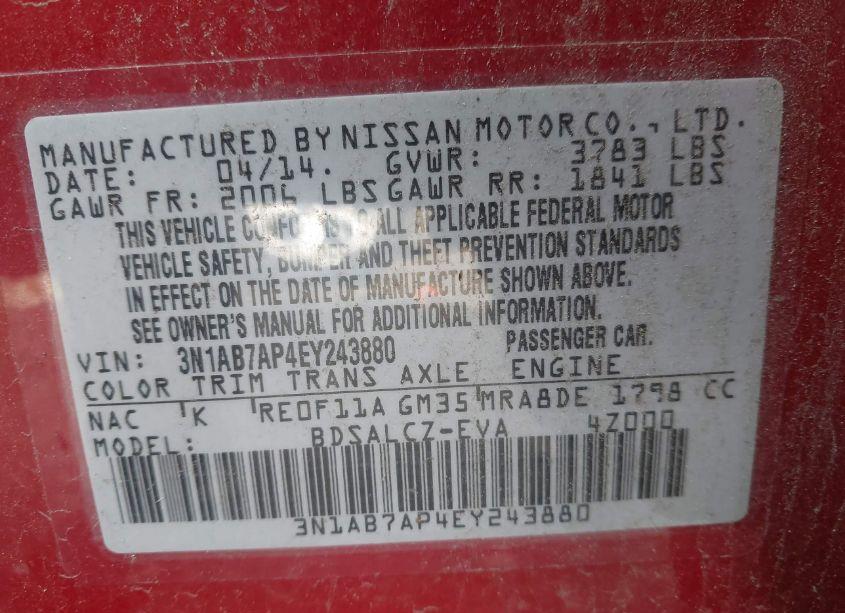 Photo 9 of 2014 Nissan Sentra S (VIN 3N1AB7AP4EY243880)