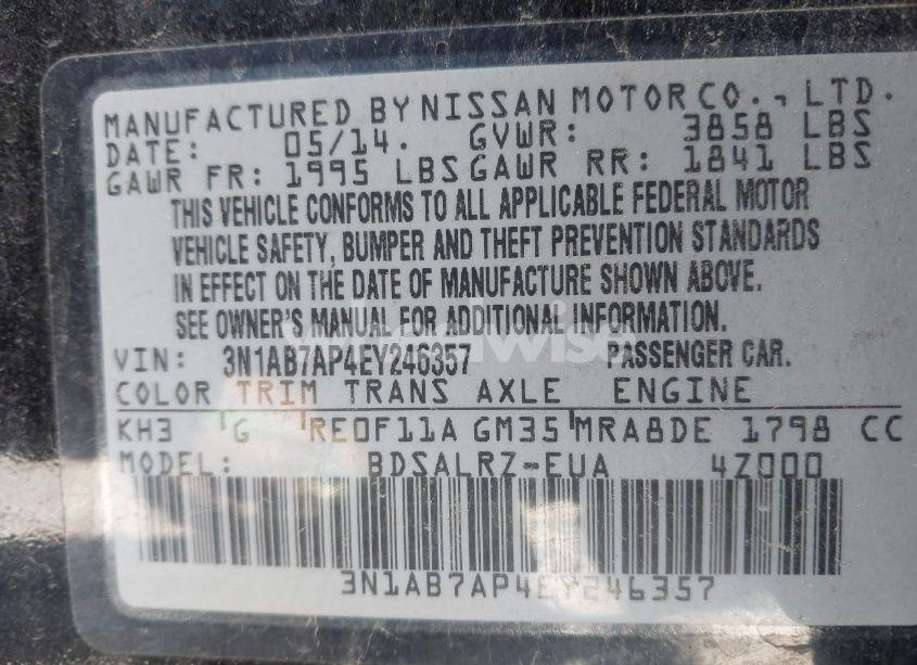 Photo 9 of 2014 Nissan Sentra SR (VIN 3N1AB7AP4EY246357)