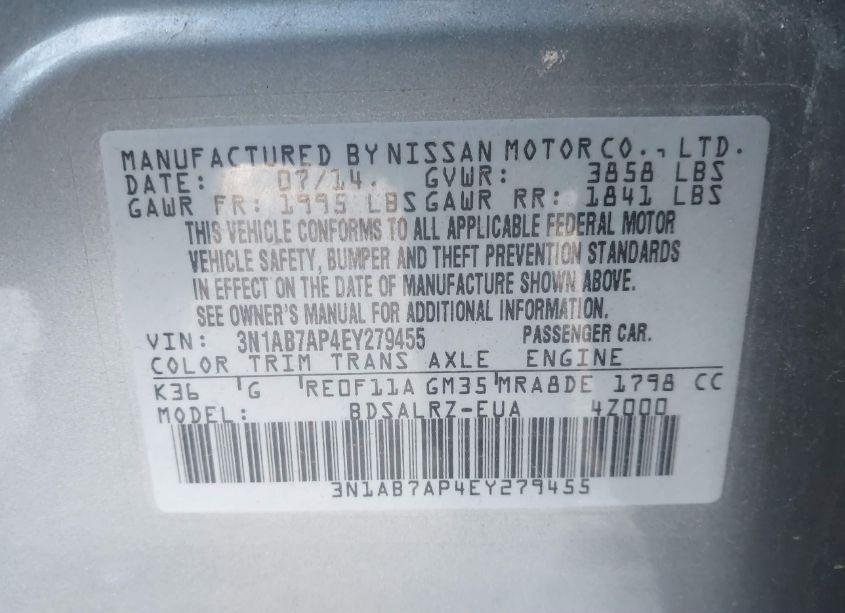 Photo 9 of 2014 Nissan Sentra SR (VIN 3N1AB7AP4EY279455)