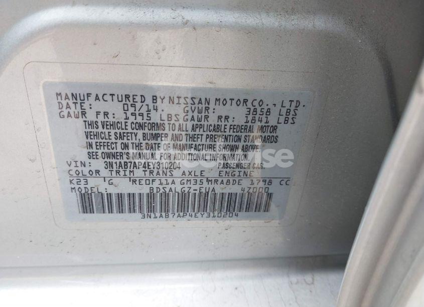 Photo 9 of 2014 Nissan Sentra SL (VIN 3N1AB7AP4EY310204)