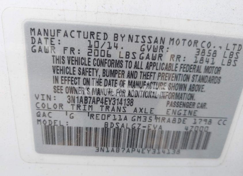 Photo 9 of 2014 Nissan Sentra SL (VIN 3N1AB7AP4EY314138)