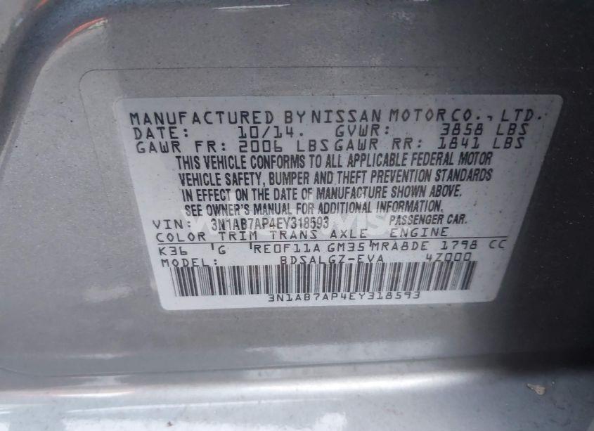 Photo 9 of 2014 Nissan Sentra SL (VIN 3N1AB7AP4EY318593)