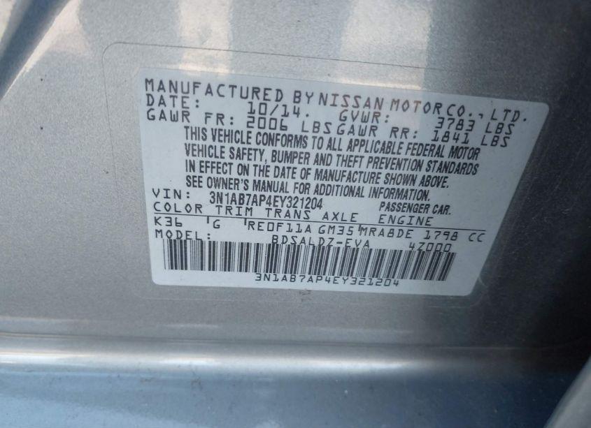 Photo 9 of 2014 Nissan Sentra SV (VIN 3N1AB7AP4EY321204)