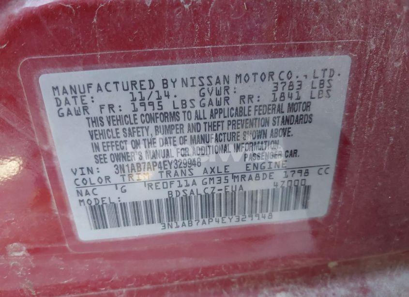 Photo 9 of 2014 Nissan Sentra S (VIN 3N1AB7AP4EY329948)