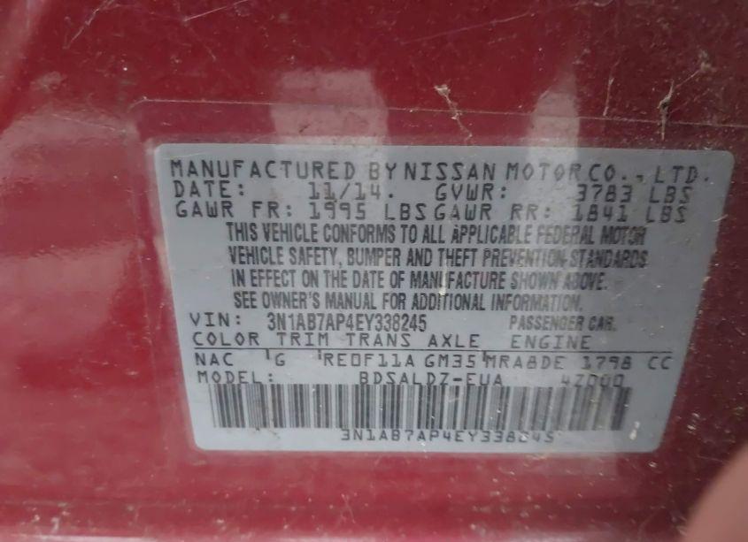 Photo 9 of 2014 Nissan Sentra SV (VIN 3N1AB7AP4EY338245)