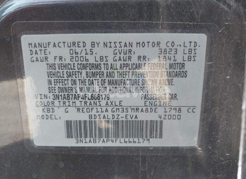 Photo 9 of 2015 Nissan Sentra SV (VIN 3N1AB7AP4FL666179)