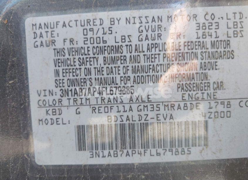 Photo 9 of 2015 Nissan Sentra SV (VIN 3N1AB7AP4FL679885)