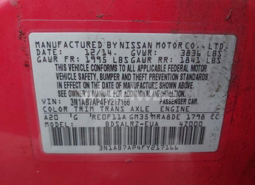 Photo 9 of 2015 Nissan Sentra SR (VIN 3N1AB7AP4FY217166)