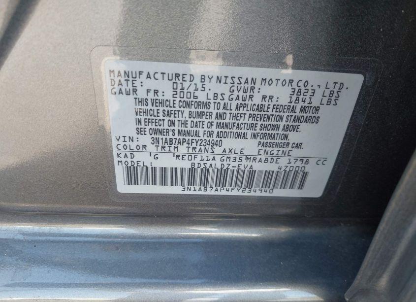 Photo 9 of 2015 Nissan Sentra SV (VIN 3N1AB7AP4FY234940)