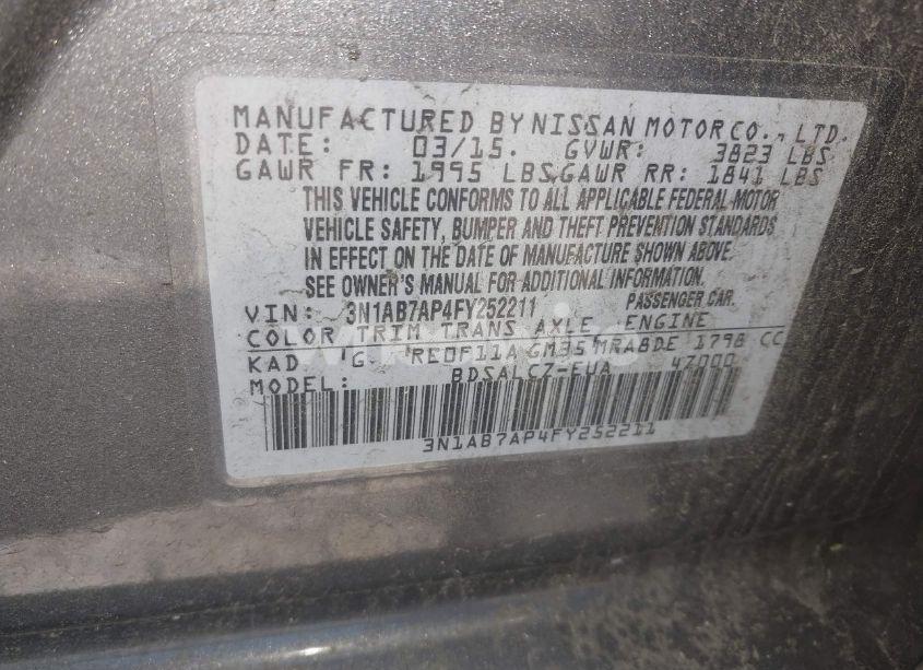 Photo 9 of 2015 Nissan Sentra S (VIN 3N1AB7AP4FY252211)