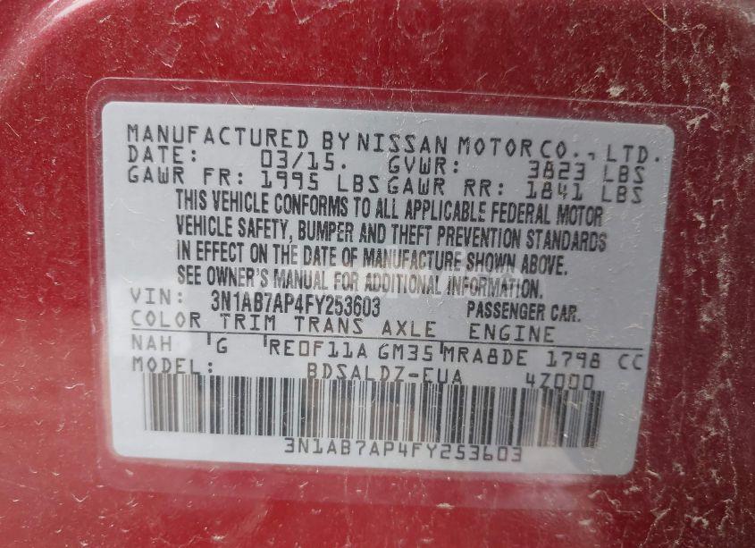 Photo 9 of 2015 Nissan Sentra SV (VIN 3N1AB7AP4FY253603)