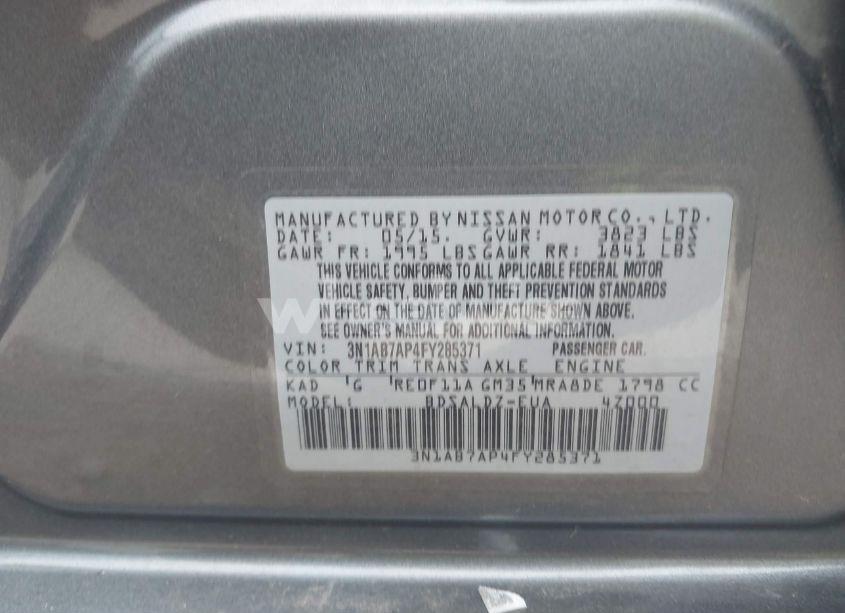 Photo 9 of 2015 Nissan Sentra SV (VIN 3N1AB7AP4FY285371)
